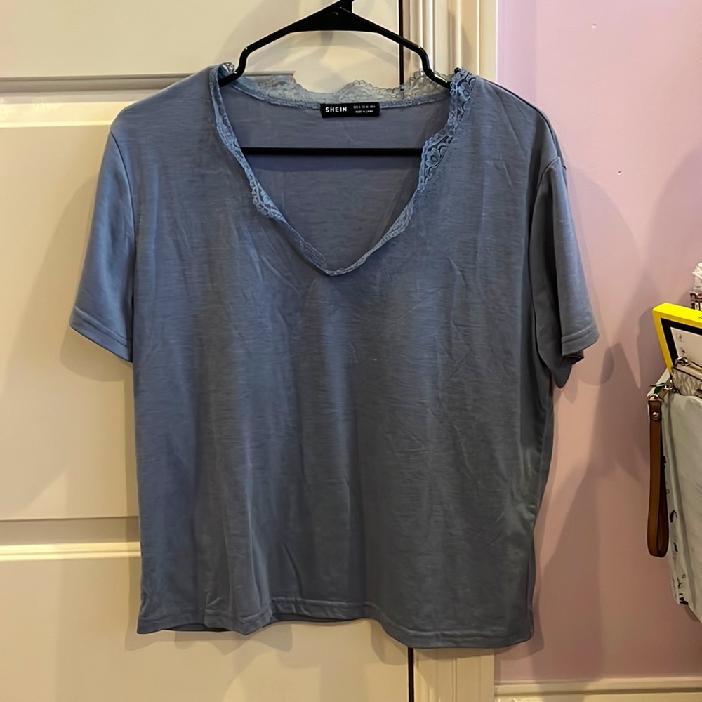 shein lace neck top